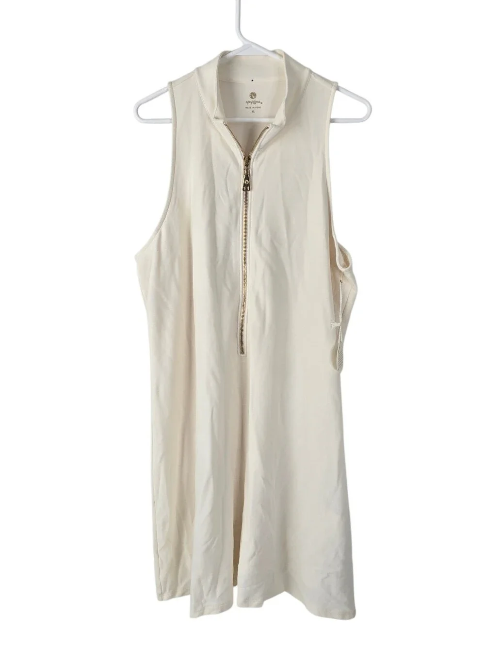 NWT Spartina 449 Keira Tennis Dress Pearl White Cotton XL Golf Pickleball Sporty